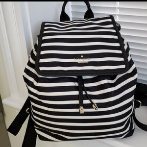 Kate spade black and white stripe backpack